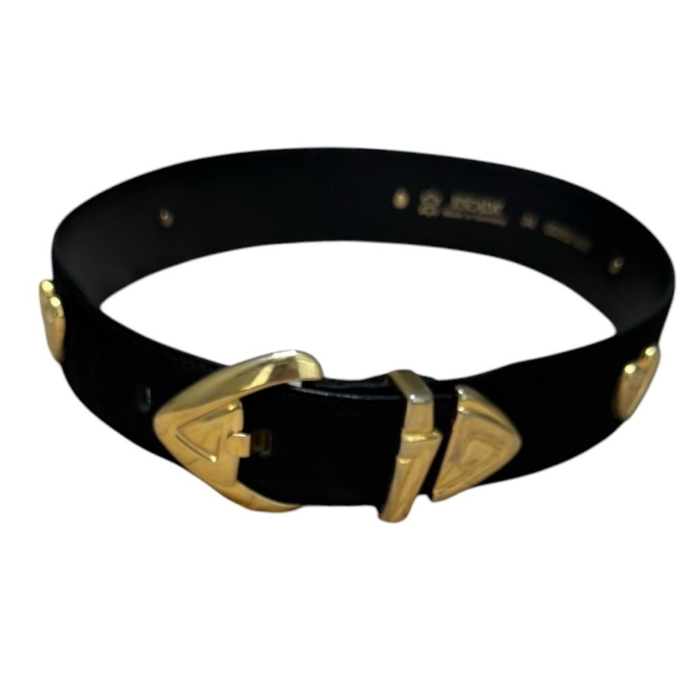 Vintage Escada Suede Leather Heart Black and Gold Women's Belt